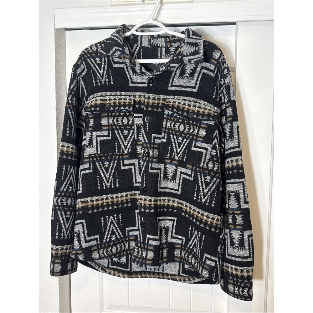 Forever 21 Men Southwestern Fleece Shirt Jacket Large Aztec Shacket EUC